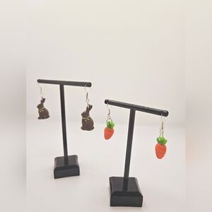 Chocolate Bunny/ Orange Carrots 🥕 Earrings Set